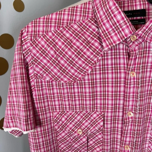 EUC Zara Short Sleeve Button Front Shirt - Picture 4 of 8